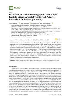 Evaluation of Volatilomic Fingerprint from Apple Fruits to Ciders: a Useful Tool to Find Putative Biomarkers for Each Apple Variety