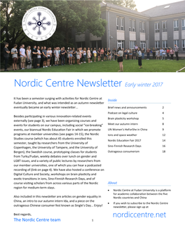 Nordic Centre Newsletter Early Winter 2017