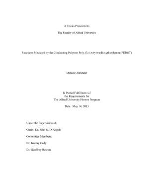 A Thesis Presented to the Faculty of Alfred University Reactions