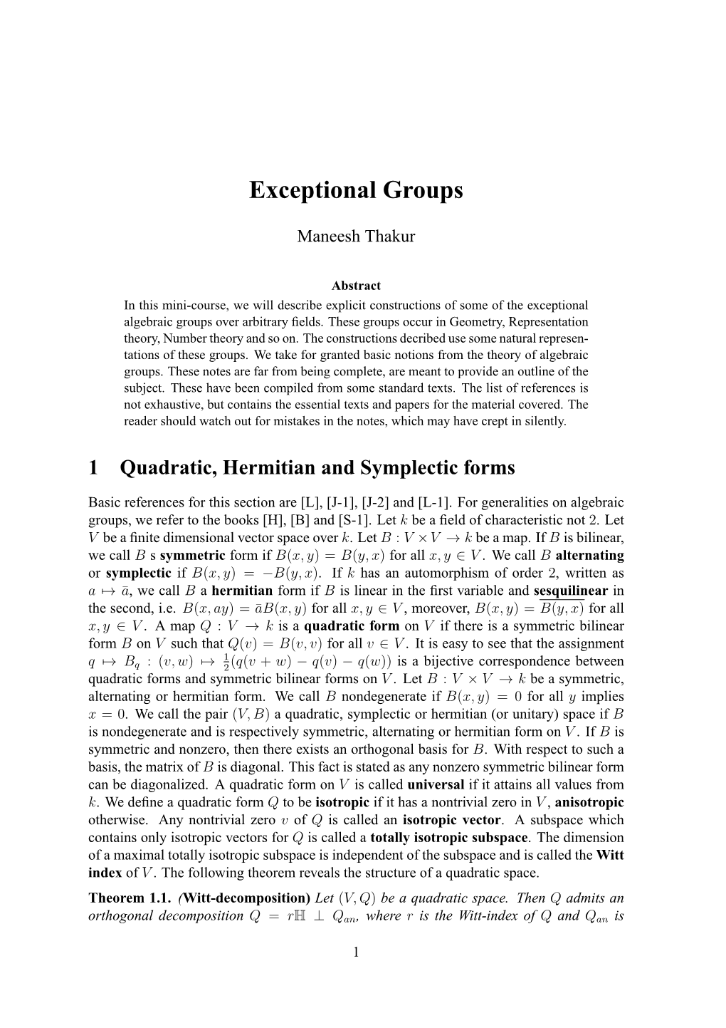 Exceptional Groups