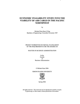 ECONOMIC FEASABILITY STUDY INTO Thle VIABILITY of AIR CARGO in the PACIFIC NORTHWEST