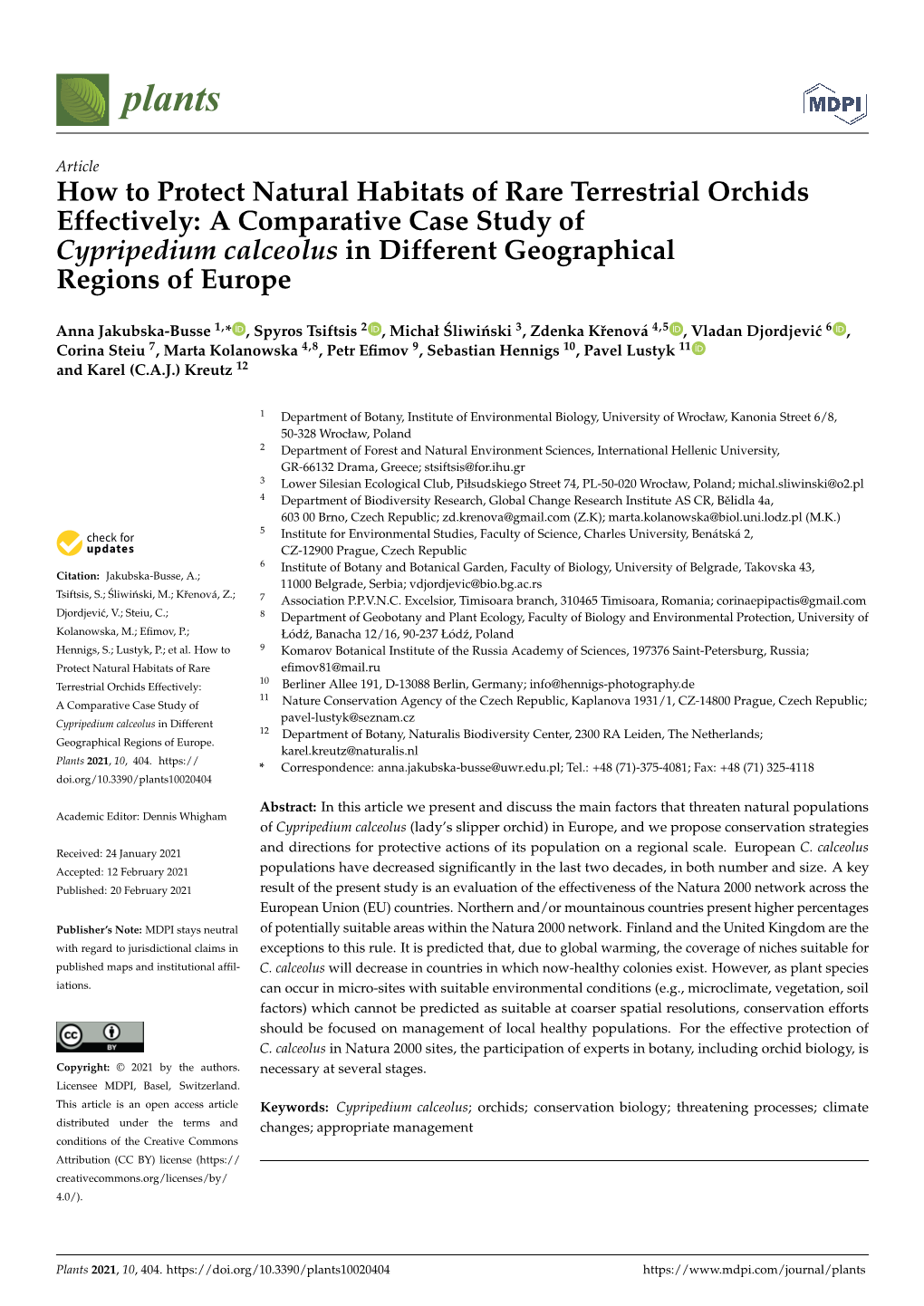 How to Protect Natural Habitats of Rare Terrestrial Orchids Effectively: a Comparative Case Study of Cypripedium Calceolus in Different Geographical Regions of Europe