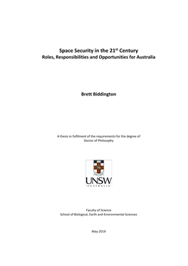 Space Security in the 21St Century Roles, Responsibilities and Opportunities for Australia