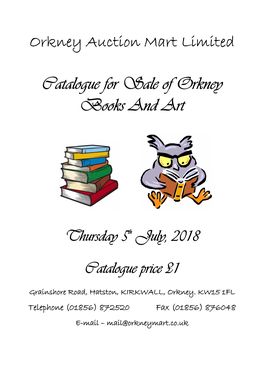 Catalogue for Sale of Orkney Books and Art