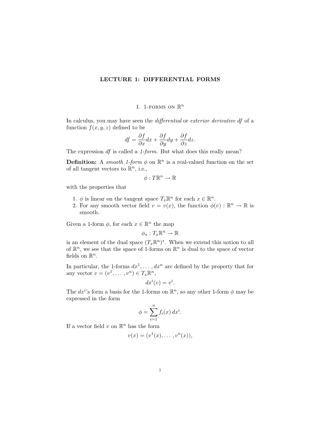 Lecture 1: Differential Forms