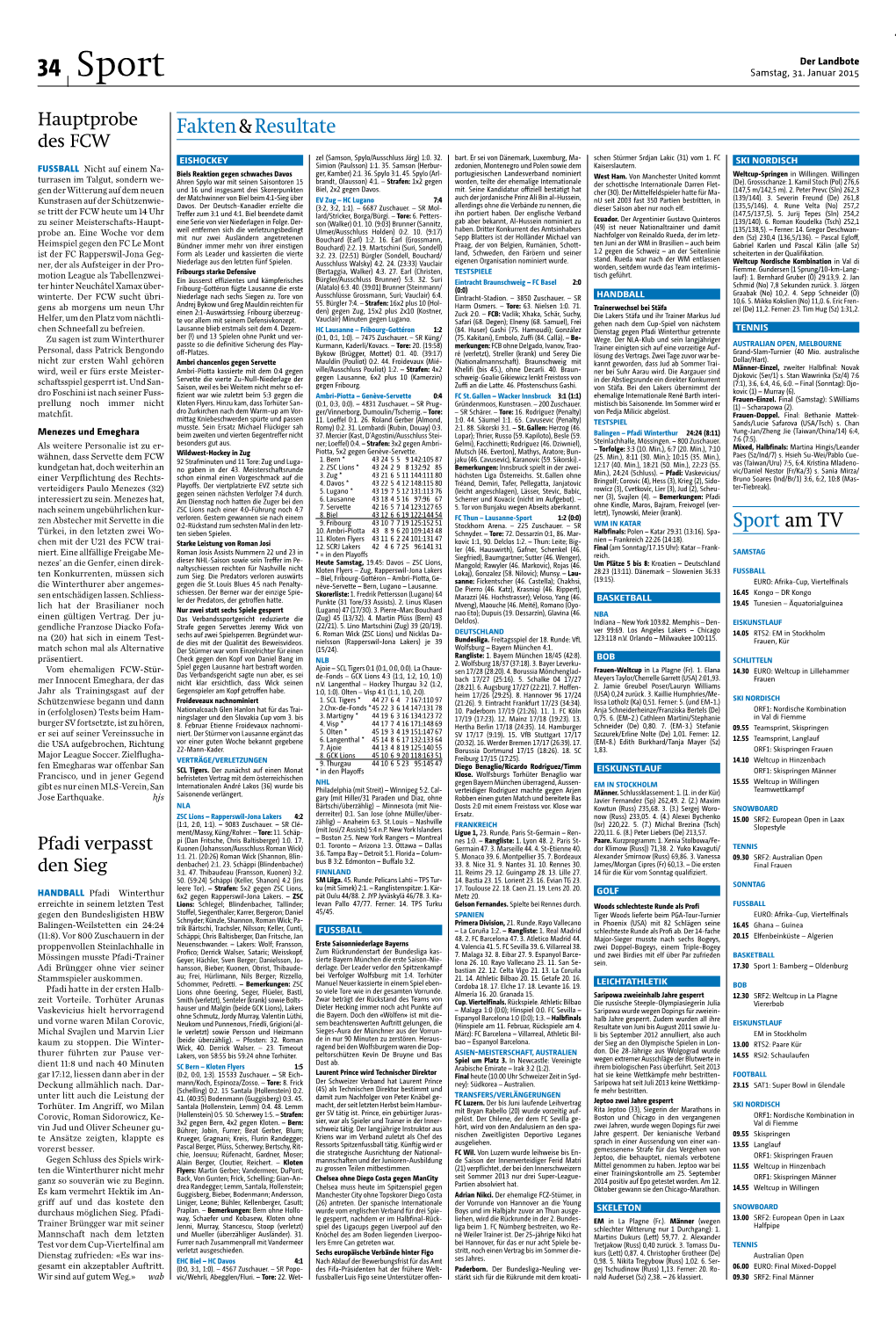 Fakten&Resultate Sport Am TV