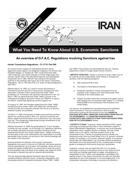 An Overview of O.F.A.C. Regulations Involving Sanctions Against Iran