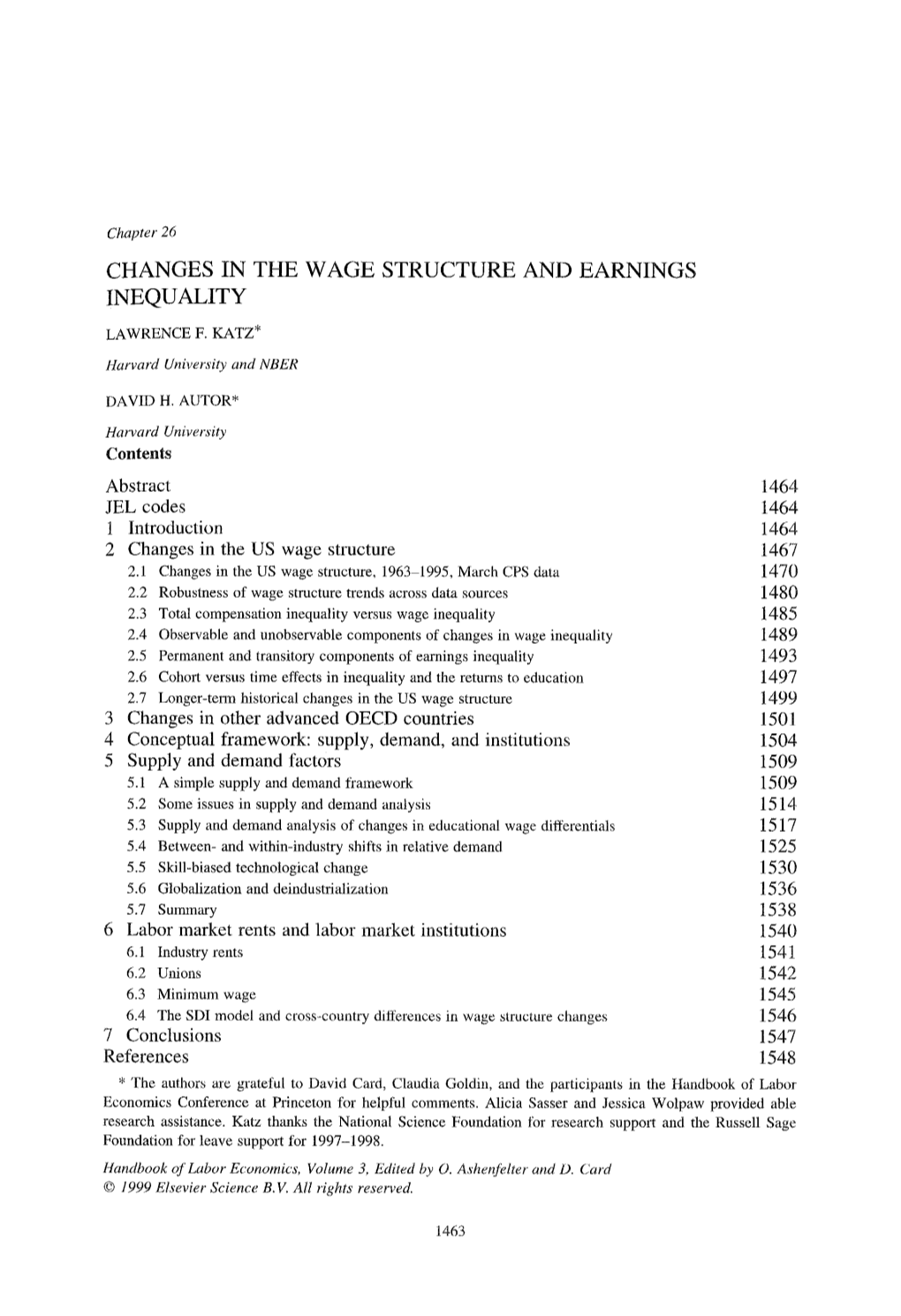 Changes in the Wage Structure and Earnings Inequality