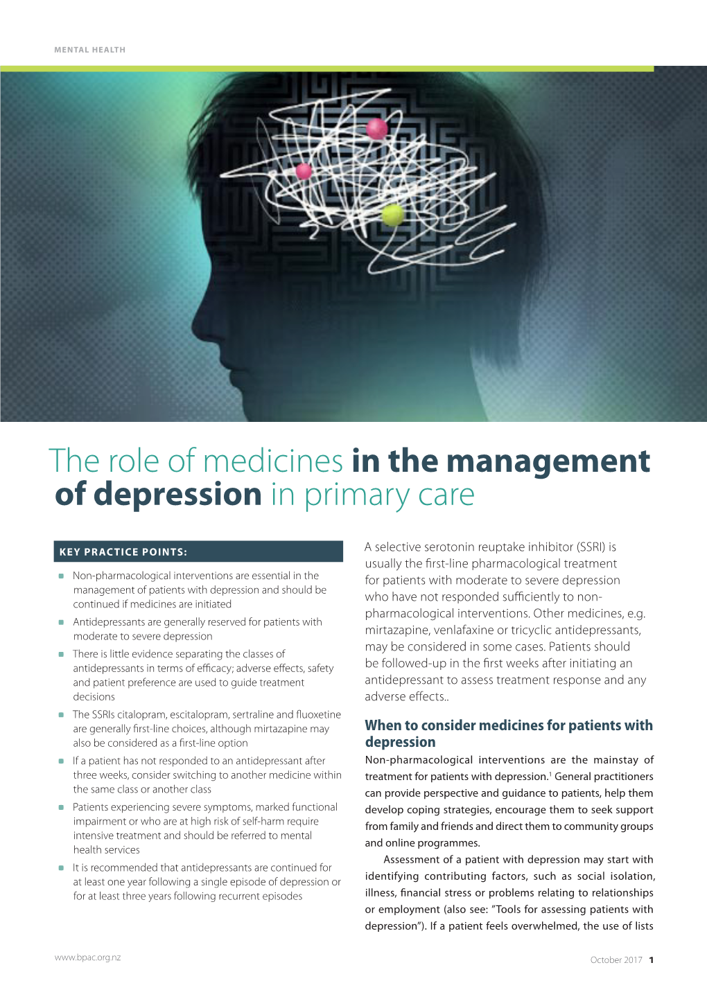 Of Depression in Primary Care