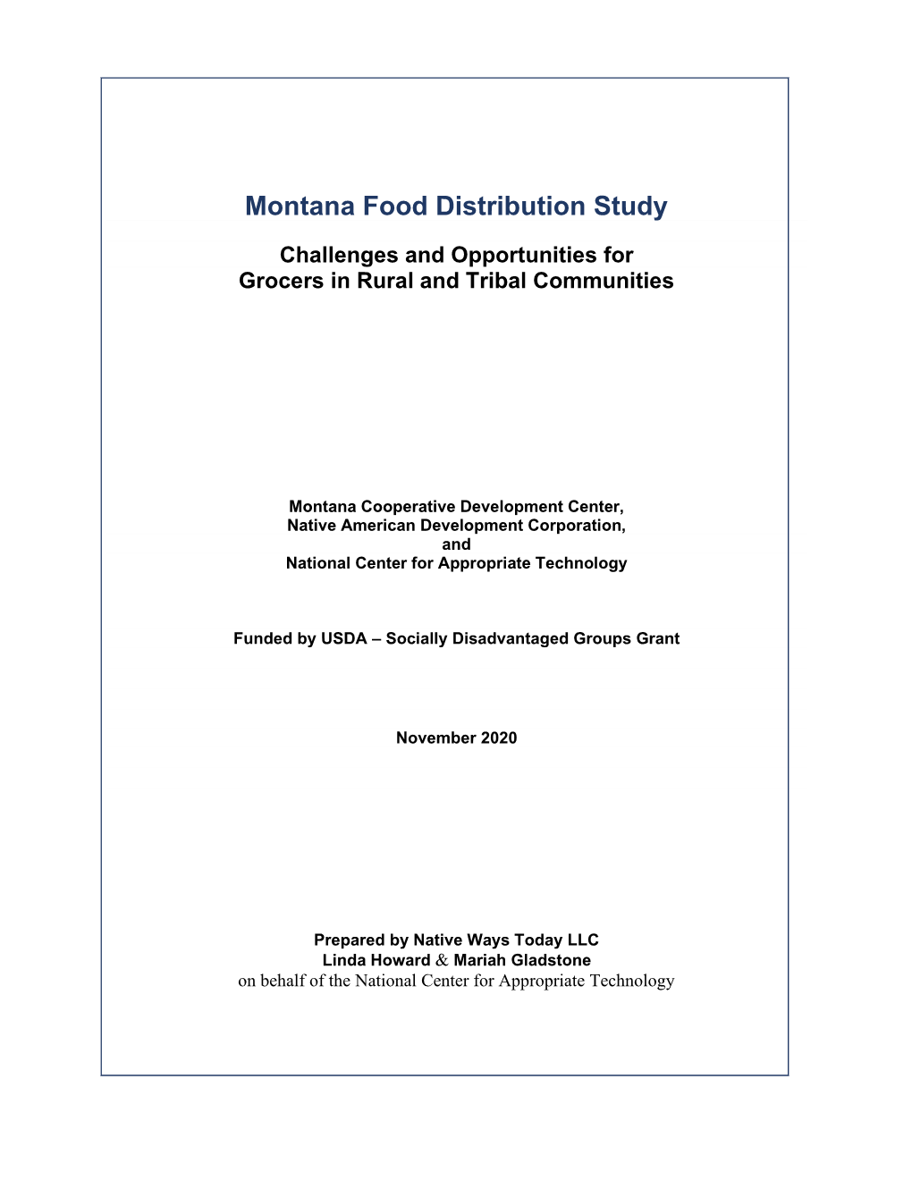 Montana Food Distribution Study