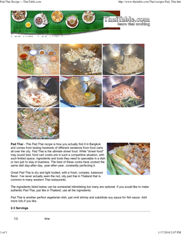 Pad Thai Recipe -- Thaitabl