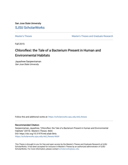 Chloroflexi: the Alet of a Bacterium Present in Human and Environmental Habitats