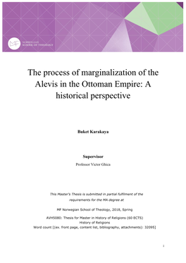 Title the Process of Marginalization of the Alevis in the Ottoman