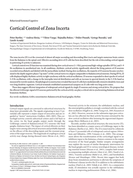 Cortical Control of Zona Incerta