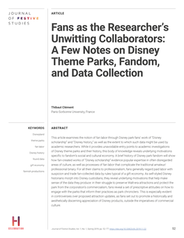 Fans As the Researcher's Unwitting Collaborators: a Few Notes on Disney Theme Parks, Fandom, and Data Collection