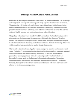 S Strategic Plan for Genesi: North a America