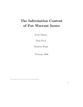The Information Content of Put Warrant Issues