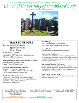 Church of the Nativity of Our Blessed Lady 1510 East 233Rd Street Bronx, New York 10466