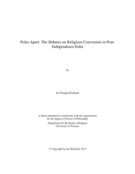 The Debates on Religious Conversion in Post- Independence India
