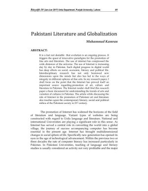 Pakistani Literature and Globalization