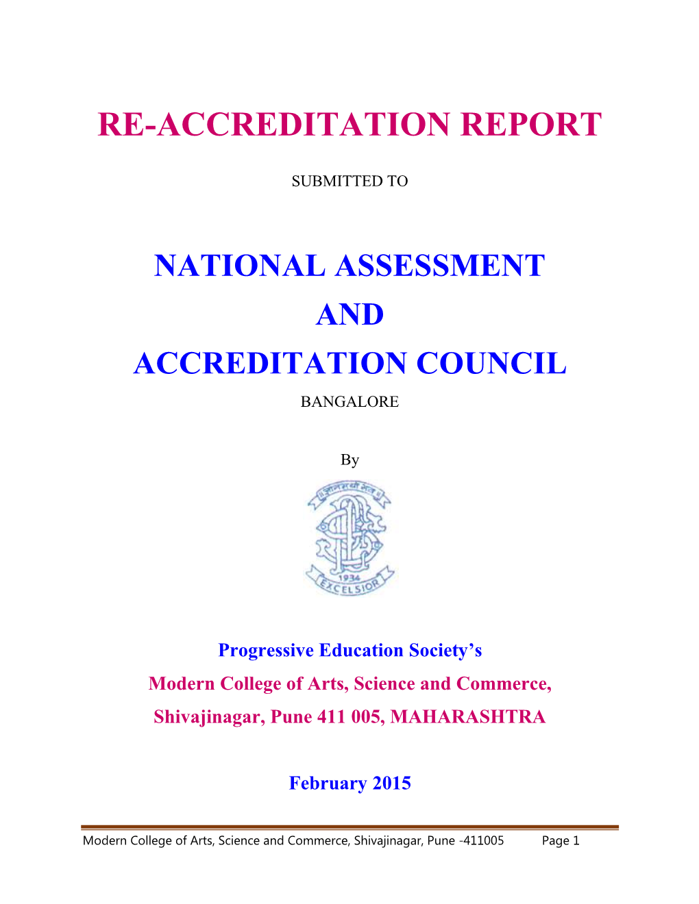 Re-Accreditation Report