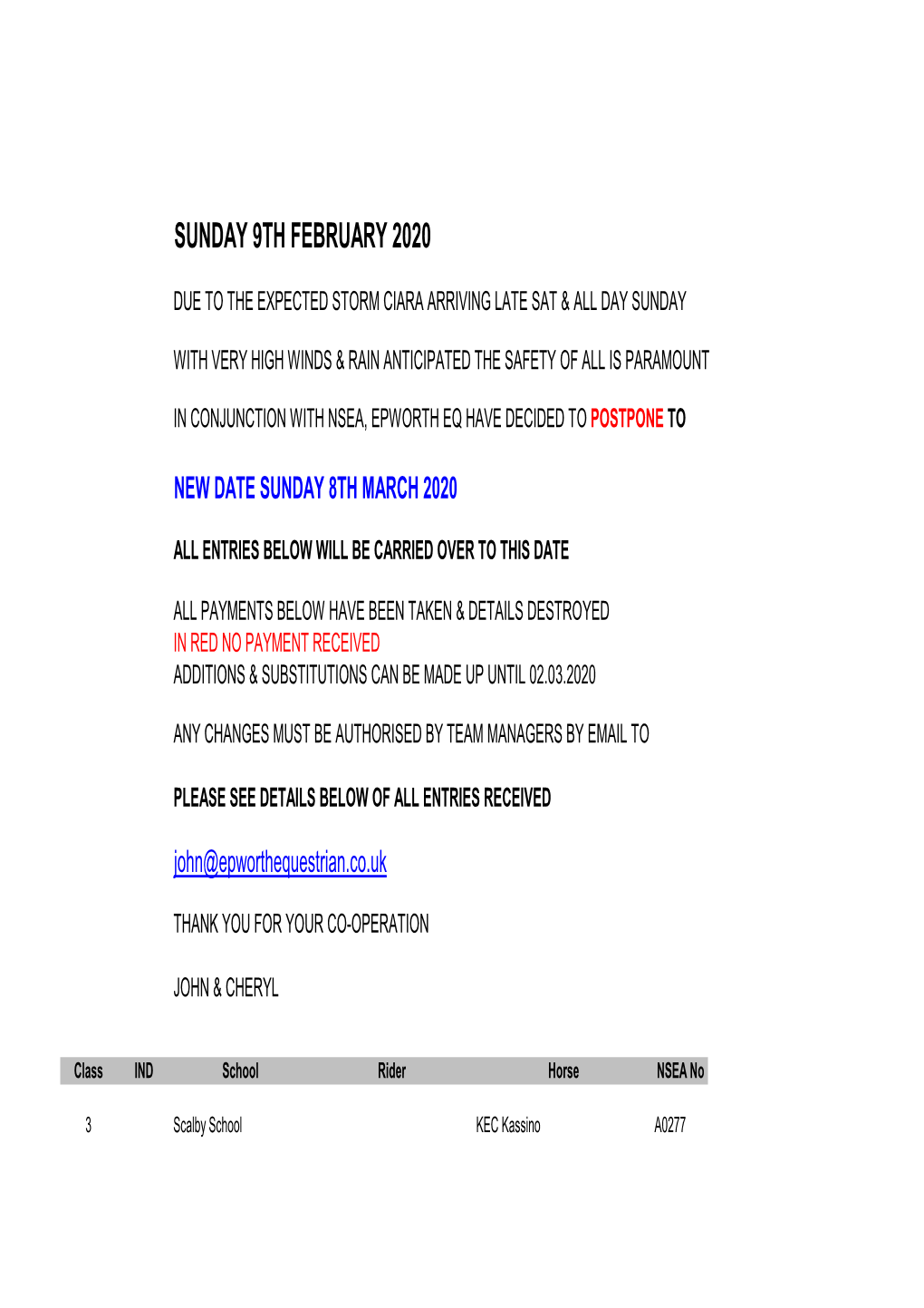 09.02.2020 Eventers Challenge Start Times