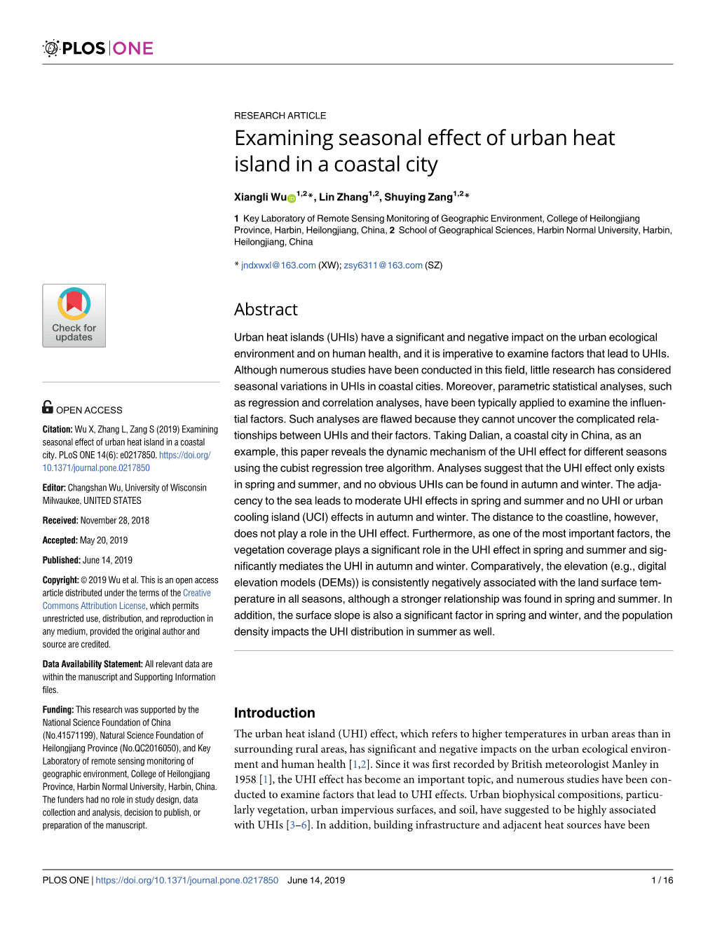 Examining Seasonal Effect of Urban Heat Island in a Coastal City