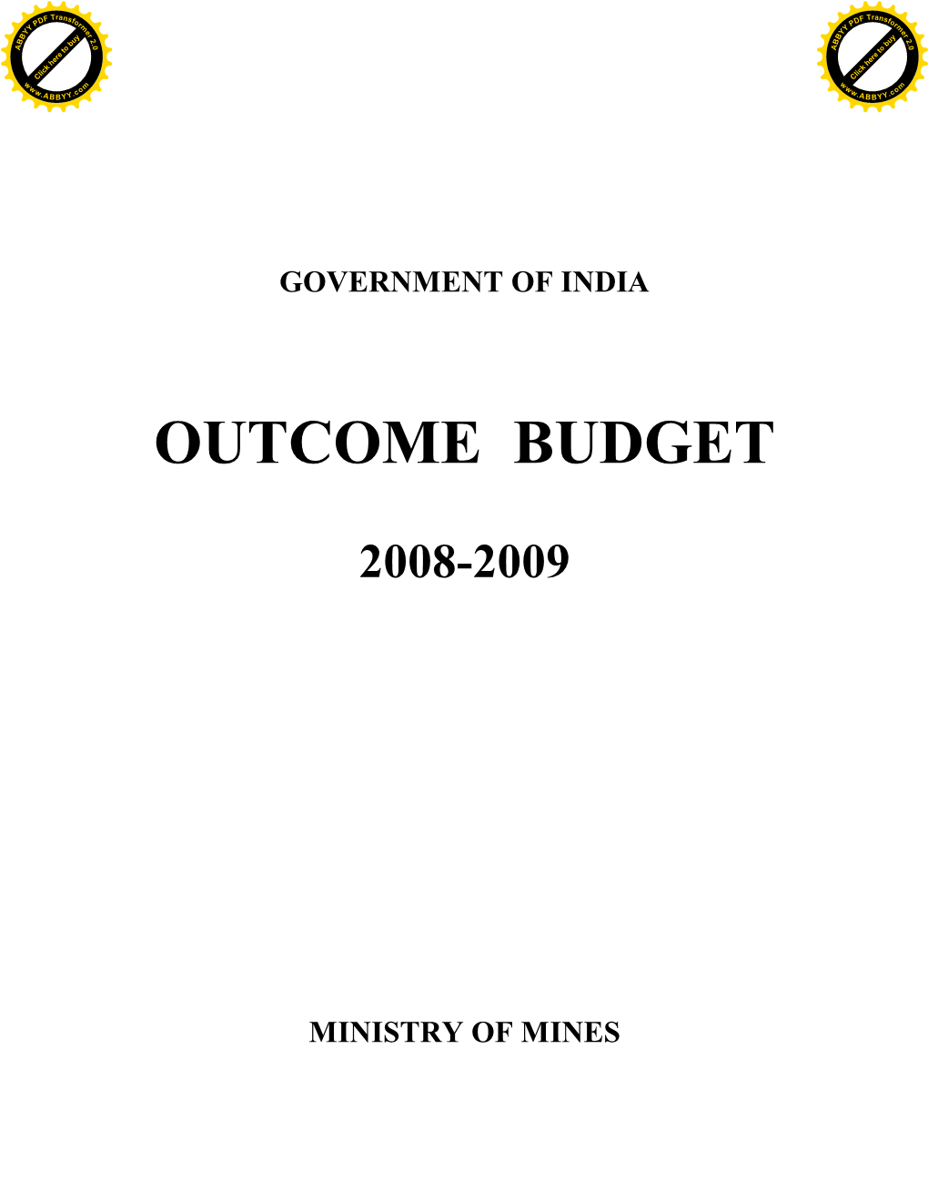 Outcome Budget 2008-2009