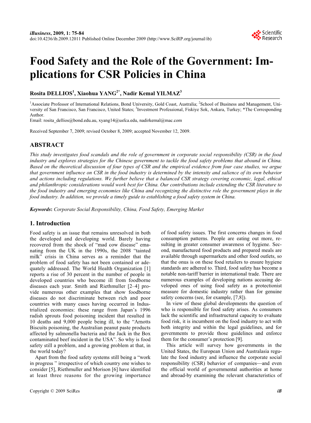 Food Safety and the Role of the Government: Im- Plications for CSR Policies in China