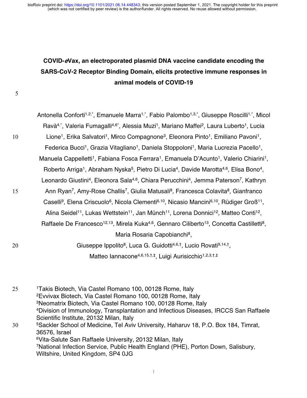 COVID-Evax, an Electroporated Plasmid DNA Vaccine