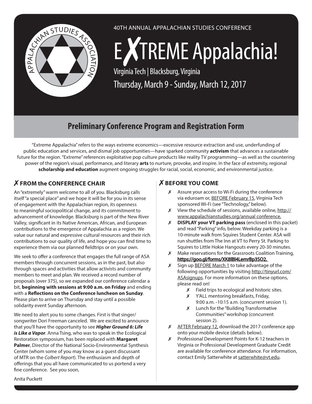 E TREME Appalachia! Virginia Tech | Blacksburg, Virginia Thursday, March 9 - Sunday, March 12, 2017