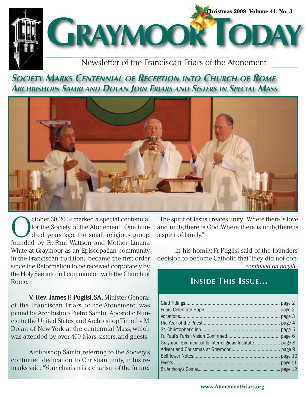 GRAYMOORTODAY Newsletter of the Franciscan Friars of the Atonement