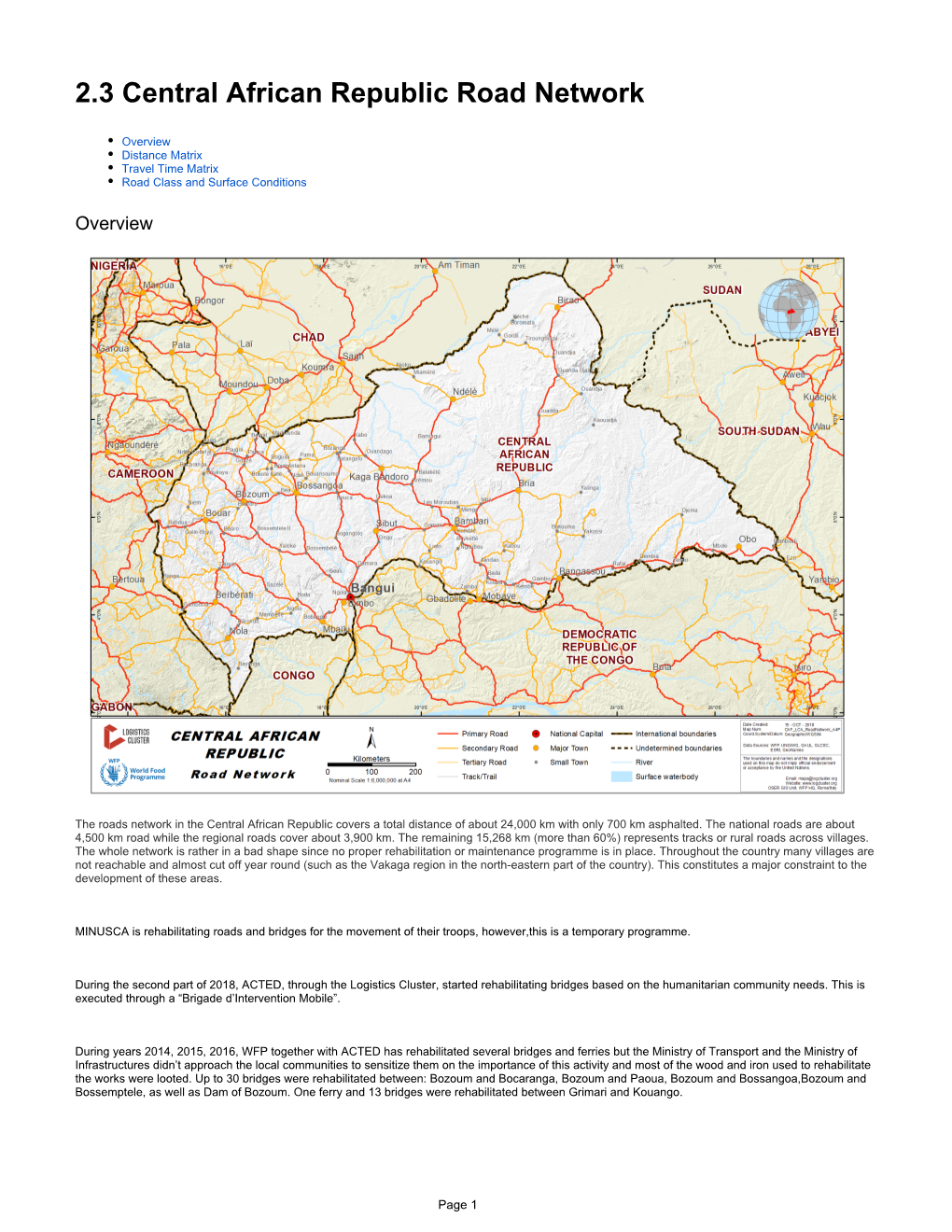 2.3 Central African Republic Road Network