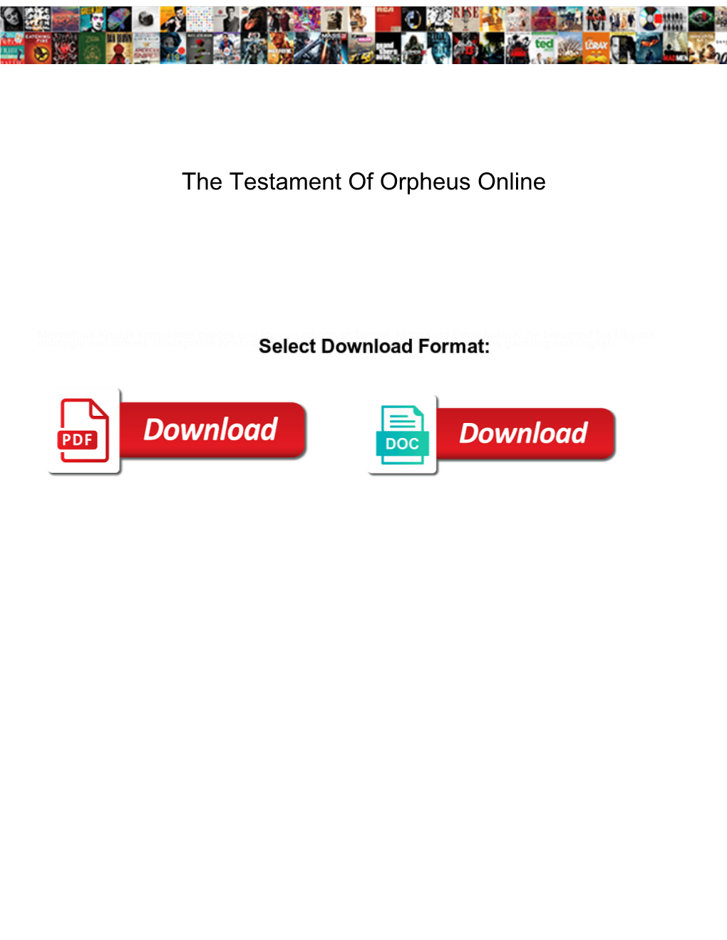 The Testament of Orpheus Online
