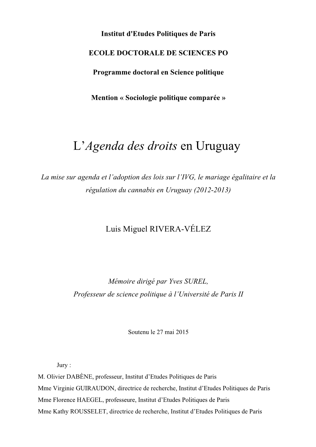 L'agenda Des Droits En Uruguay