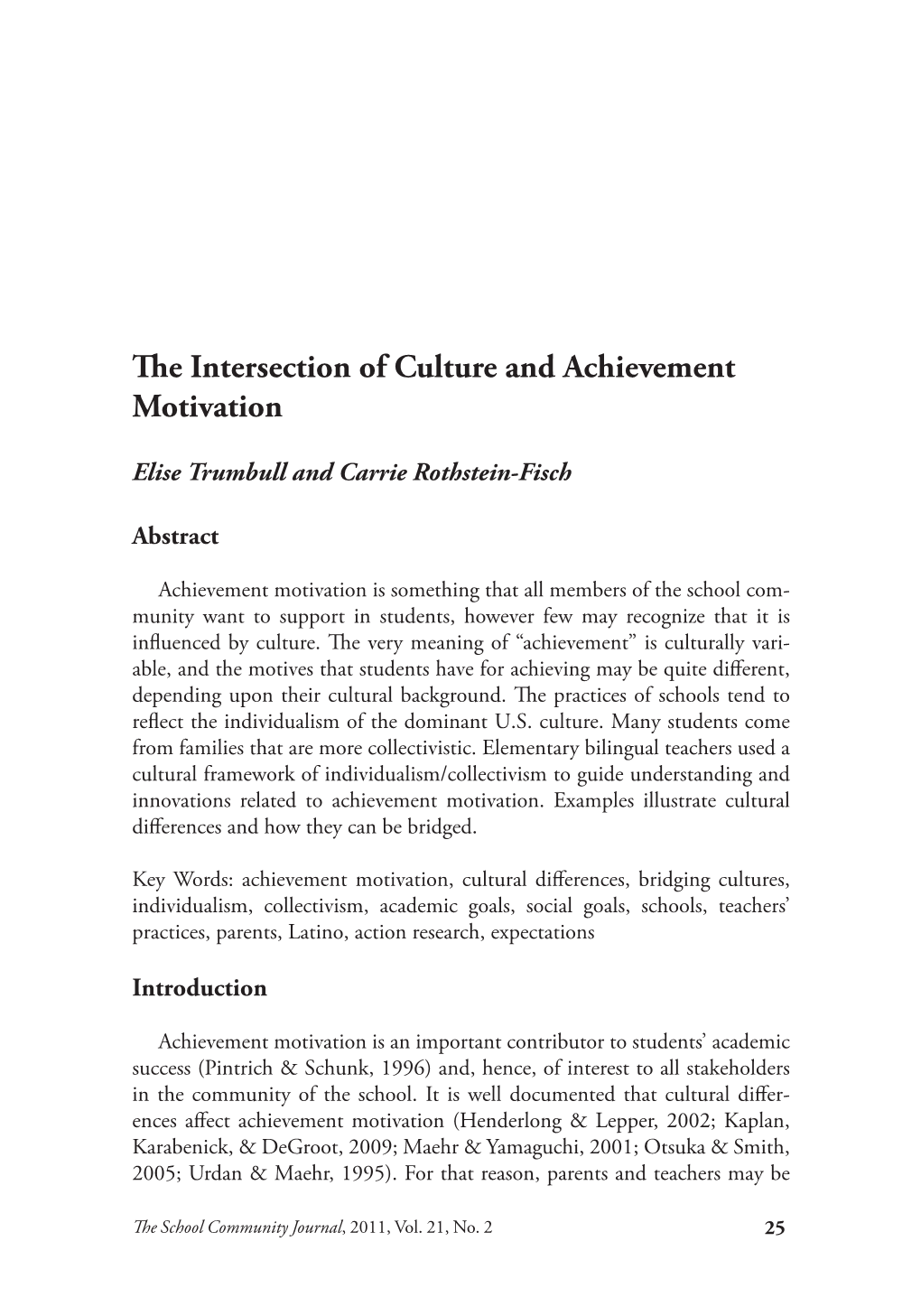 The Intersection of Culture and Achievement Motivation