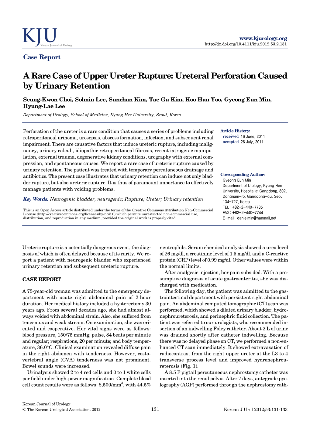 Ureteral Perforation Caused by Urinary Retention