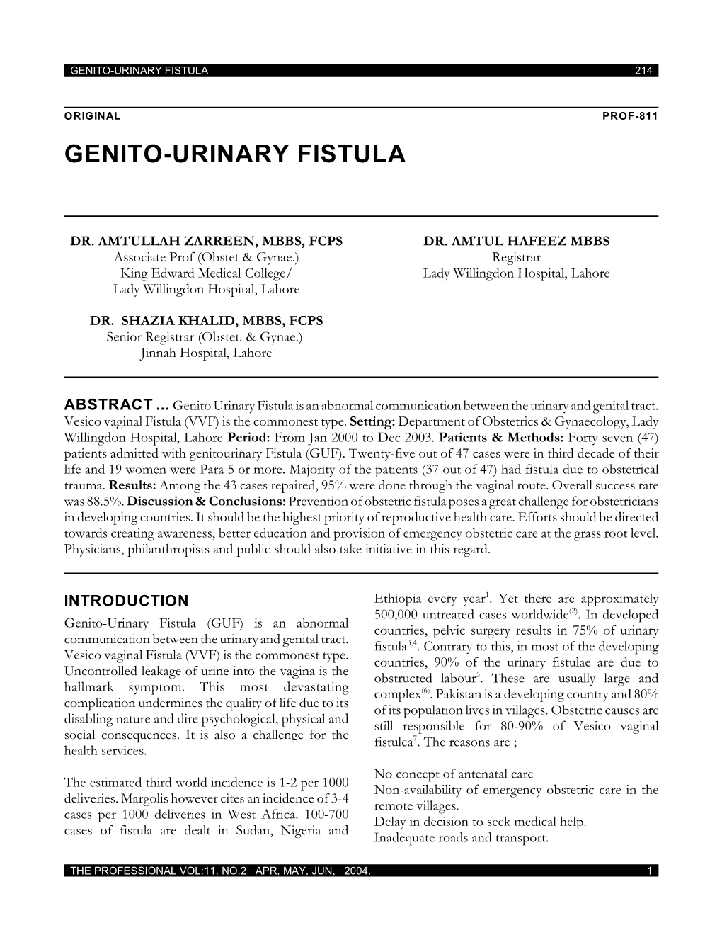 Genito-Urinary Fistula 214