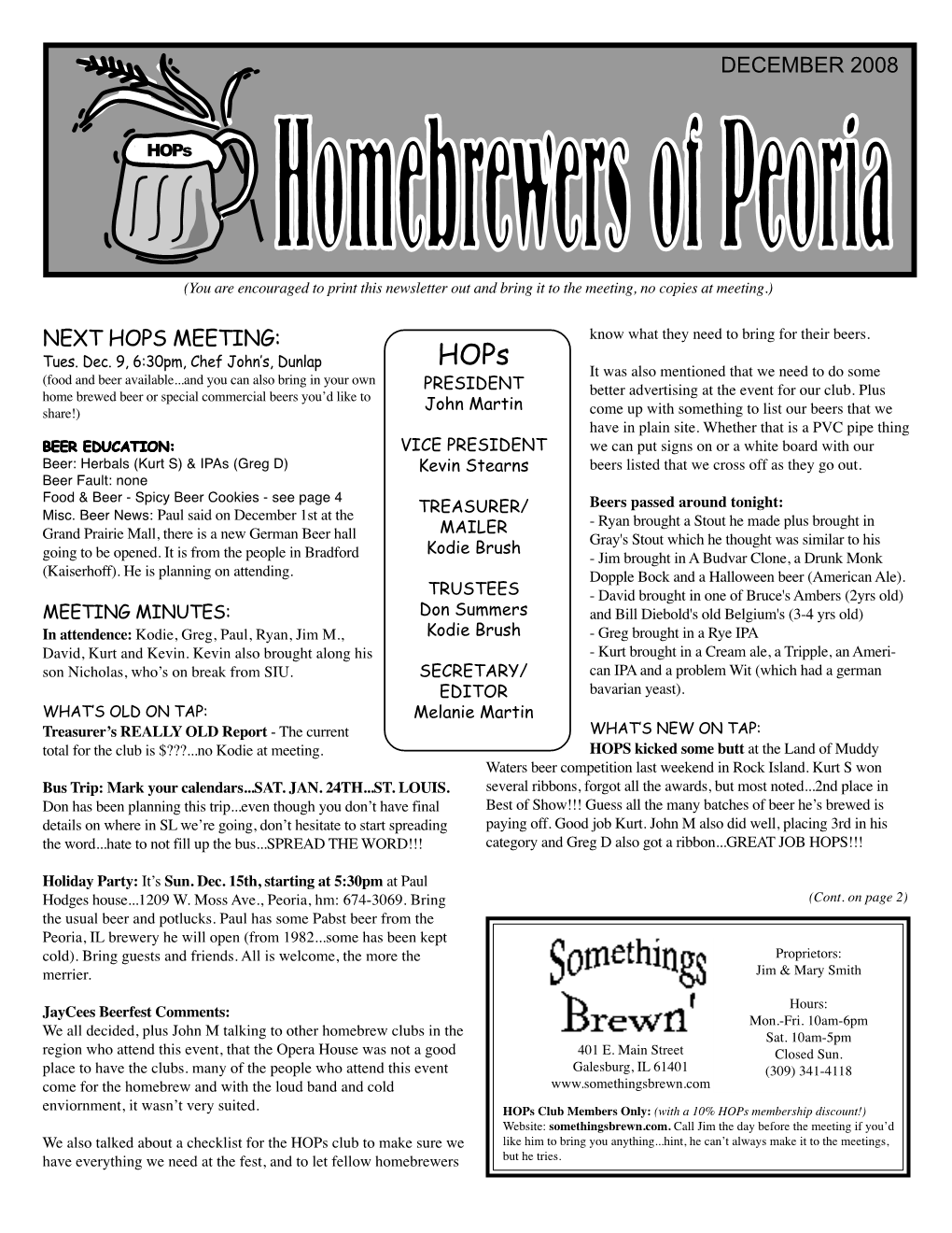 Next Hops Meeting: December 2008