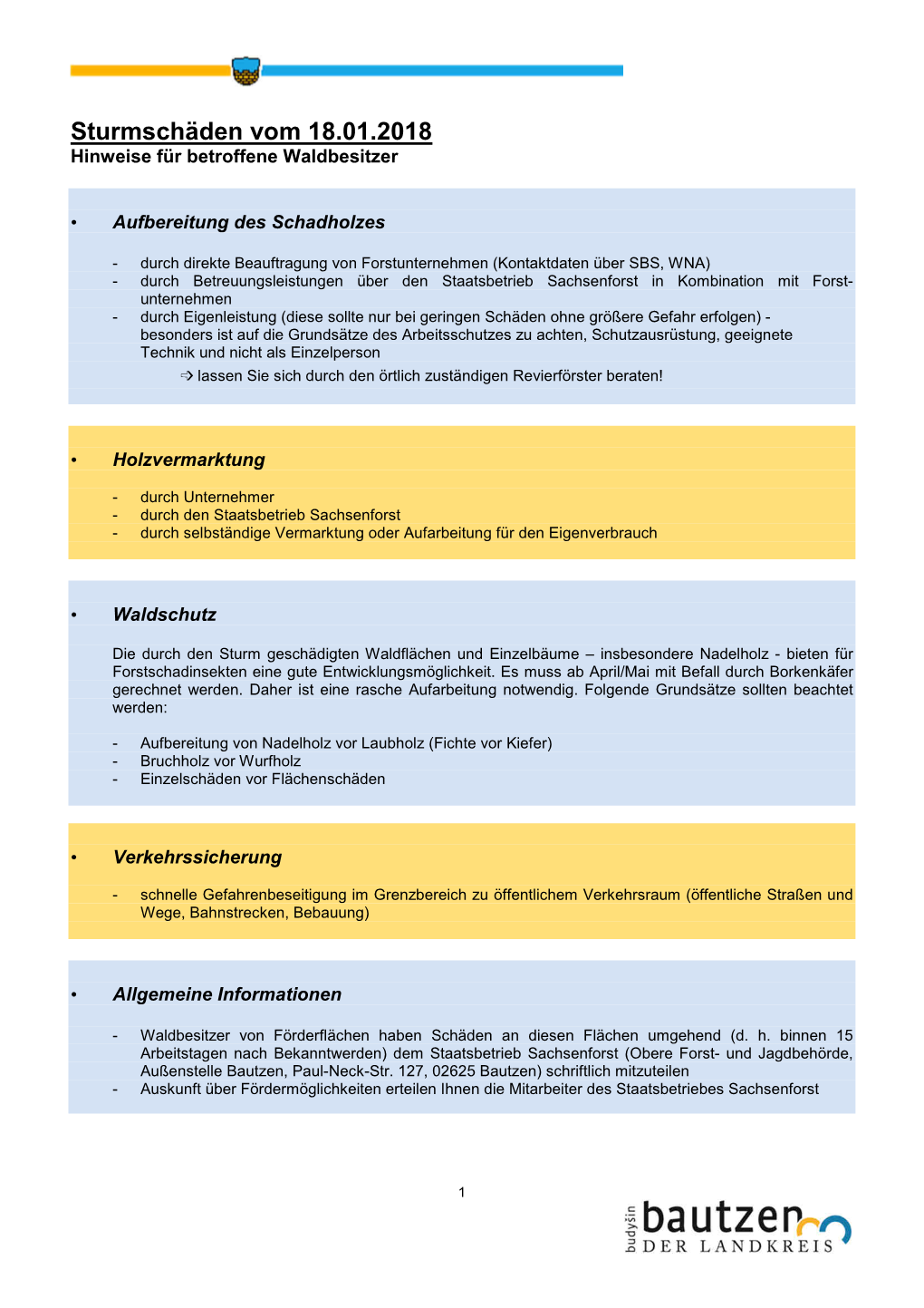 Sturmschäden Vom 18.01.2018 Hinweise Für Betroffene Waldbesitzer