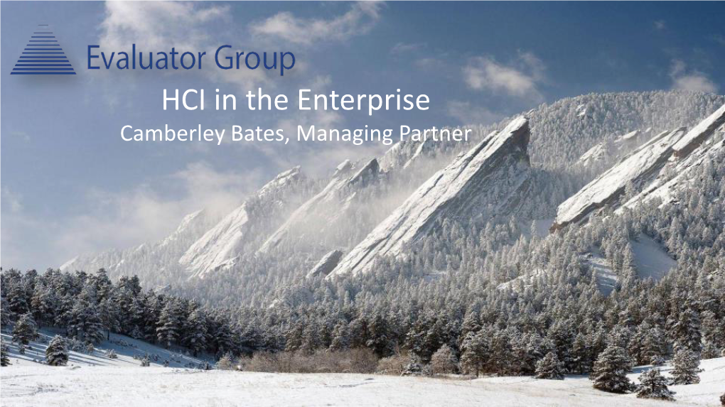 HCI in the Enterprise Camberley Bates, Managing Partner