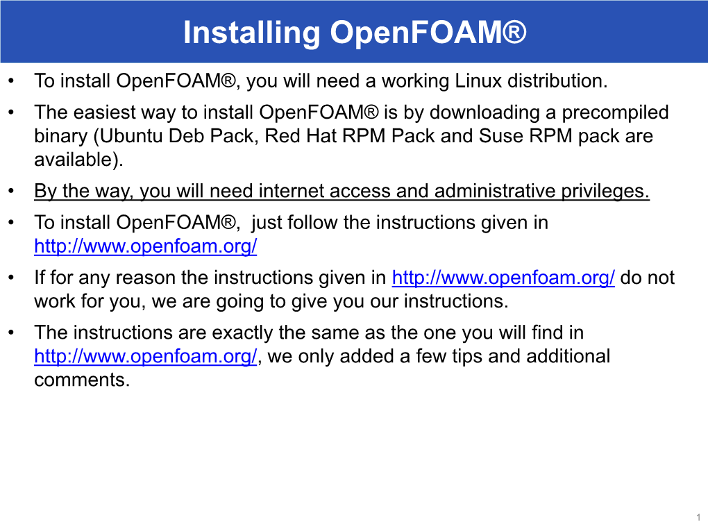 Installing Openfoam®