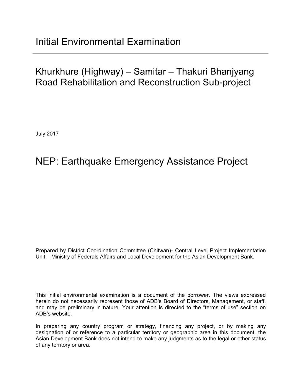 Initial Environmental Examination