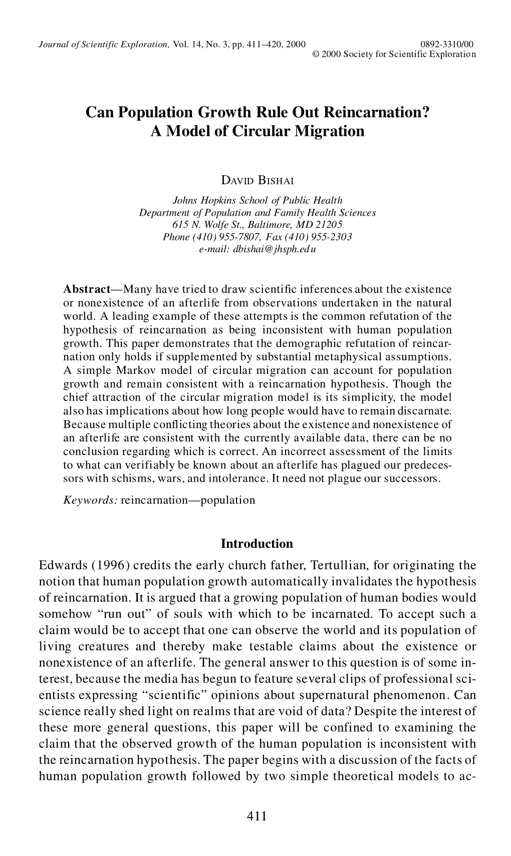 Can Population Growth Rule out Reincarnation? a Model of Circular Migration