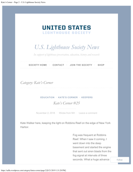 Kate's Corner – Page 2 – U.S. Lighthouse Society News