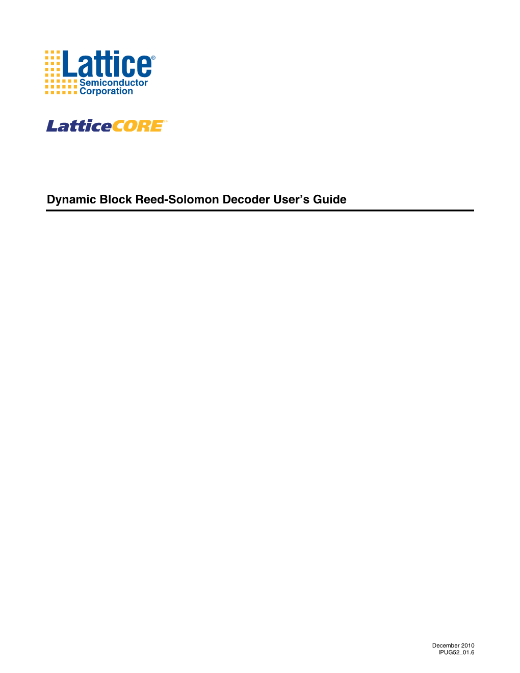 Dynamic Block Reed-Solomon Decoder User's Guide