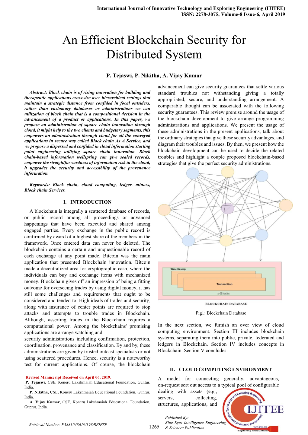 An Efficient Blockchain Security for Distributed System