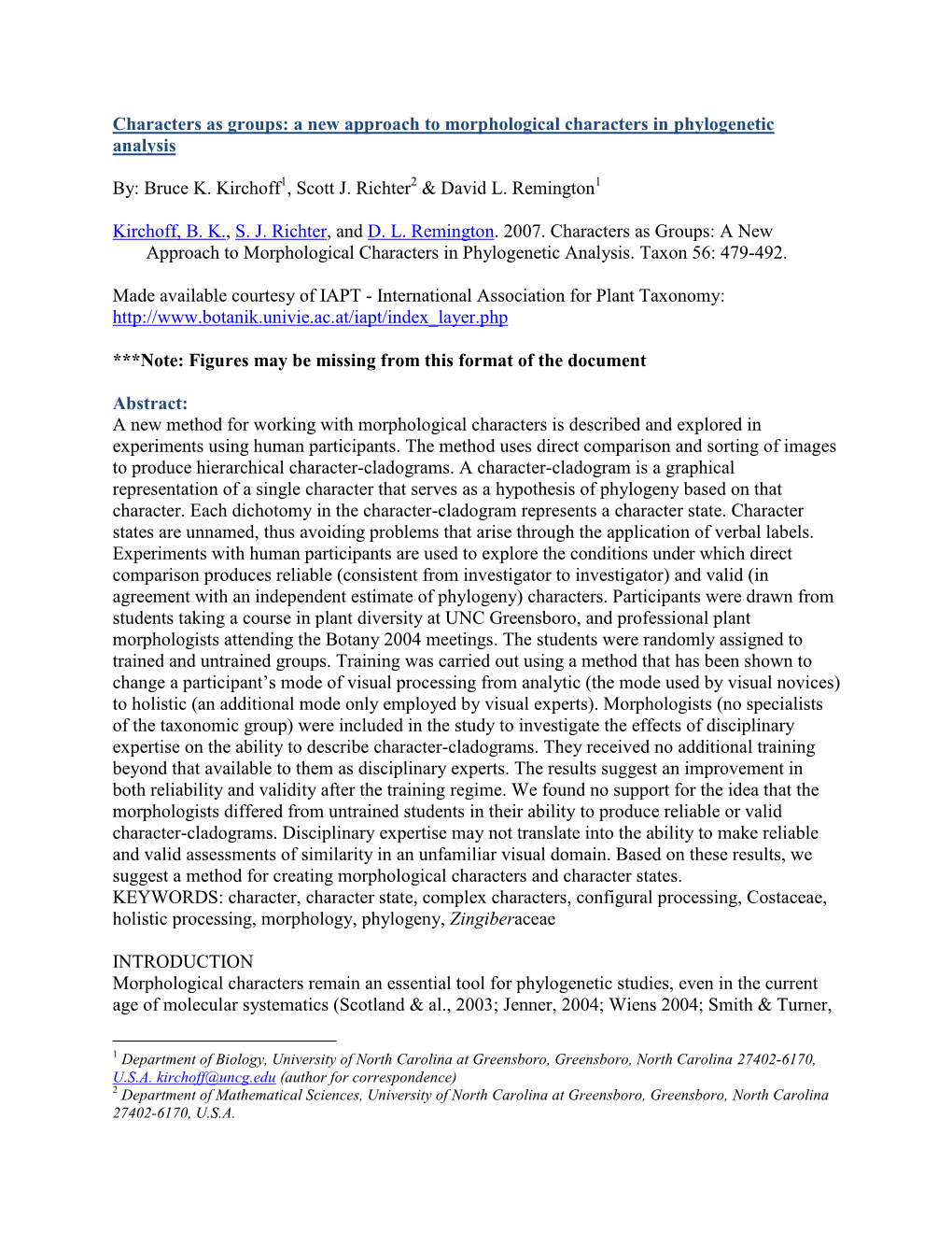 A New Approach to Morphological Characters in Phylogenetic Analysis