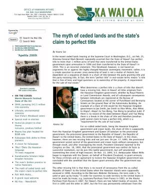 The Myth of Ceded Lands and the State's Claim