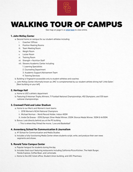 WALKING TOUR of CAMPUS See Map on Page 4, Or Click Here to View Online